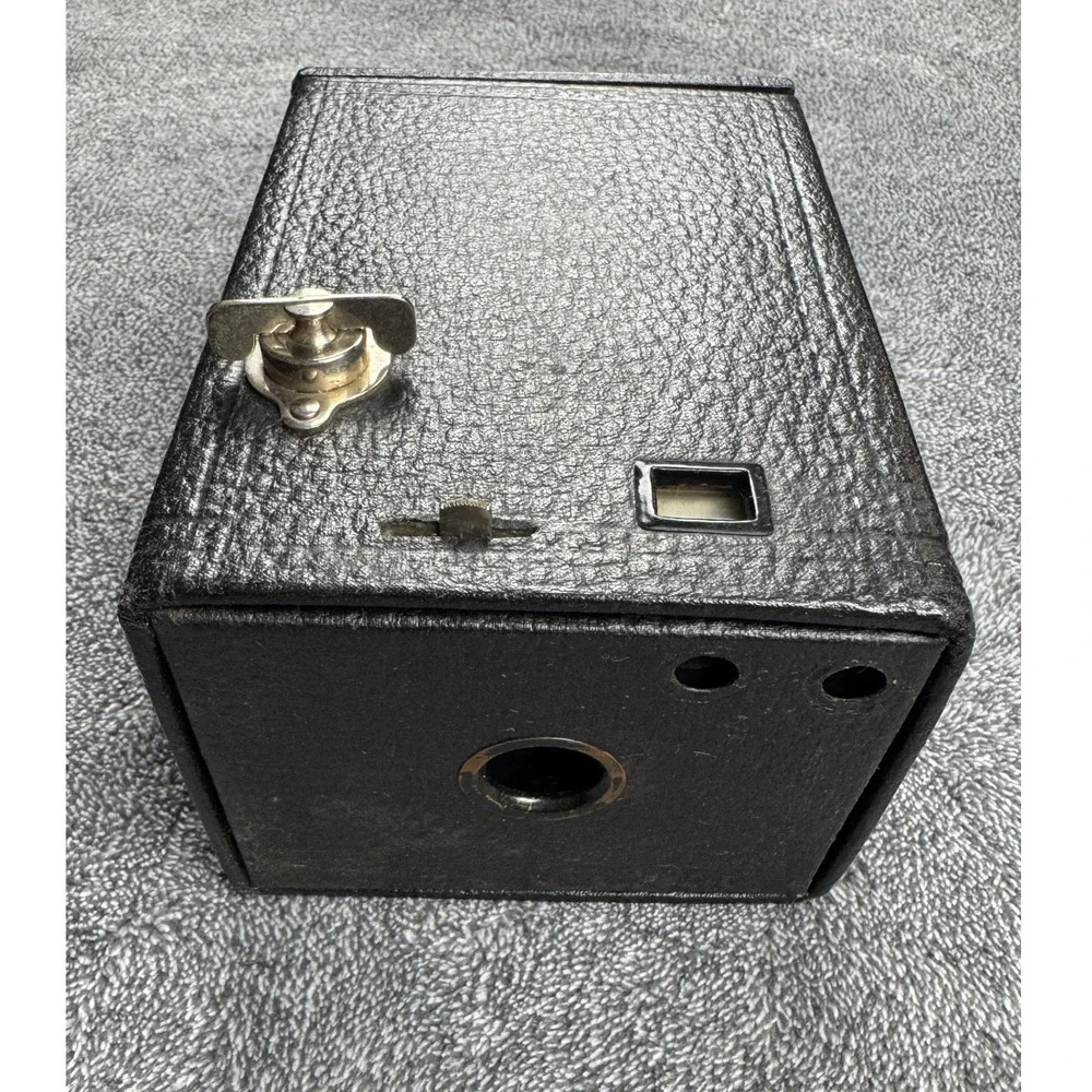 Vintage Kodak No 2 Brownie Box Camera Black with Leather Carrying Case Antique